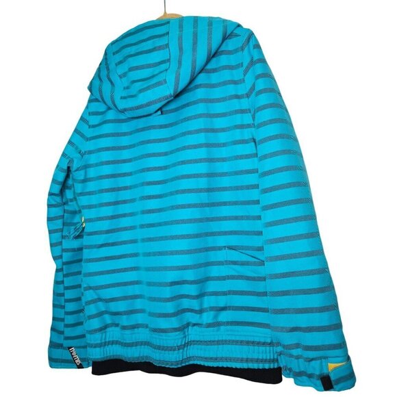 Nomis Women's Striped Hooded snowboarding Jacket Small Yellow & Blue Polyester - Picture 5 of 16